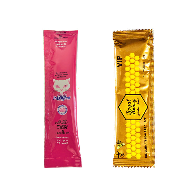 Close-up of His & Her Pink Pussycat Honey and Royal VIP Honey Sachets for Enhanced Sexual Wellness and Performance. Natural libido enhancer for her
Natural sexual performance for him
Pink Pussycat sexual enhancement
Royal VIP Honey for sexual stamina
Herbal honey supplements
Couples sexual enhancement honey
Increased sexual desire honey packs
Boost libido for him and her naturally
72-hour effect sexual supplements
Pink Pussycat and Royal VIP sexual boosters How to increase female libido with Pink Pussycat 