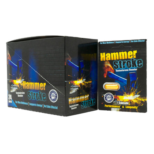 Hammer Stroke 24 Capsules Boost stamina and energy
Improve sexual performance
Increase sexual stamina
All-natural male enhancement
Enhance blood flow for men
Improve erection strength
Testosterone booster for energy
Increase sexual confidence
All-day energy supplement for men
Best supplement for male vitality