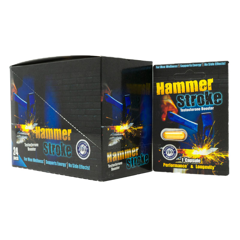 Hammer Stroke 24 Capsules Boost stamina and energy
Improve sexual performance
Increase sexual stamina
All-natural male enhancement
Enhance blood flow for men
Improve erection strength
Testosterone booster for energy
Increase sexual confidence
All-day energy supplement for men
Best supplement for male vitality