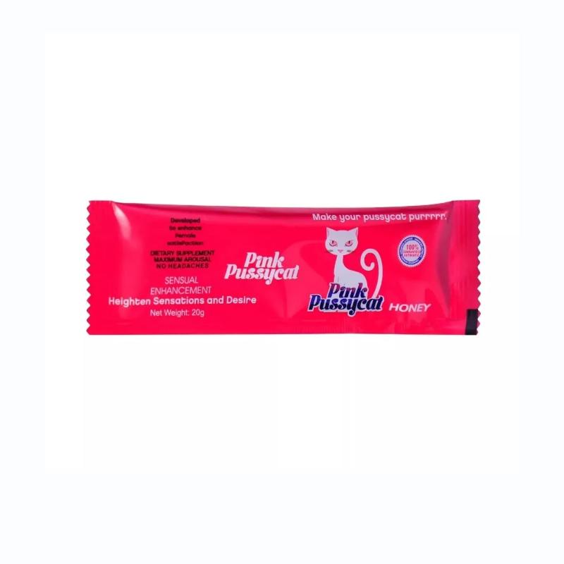 Pink Pussycat honey sachet for women. Pink cat honey supplement is great for drinks or oral. Honey pussycat